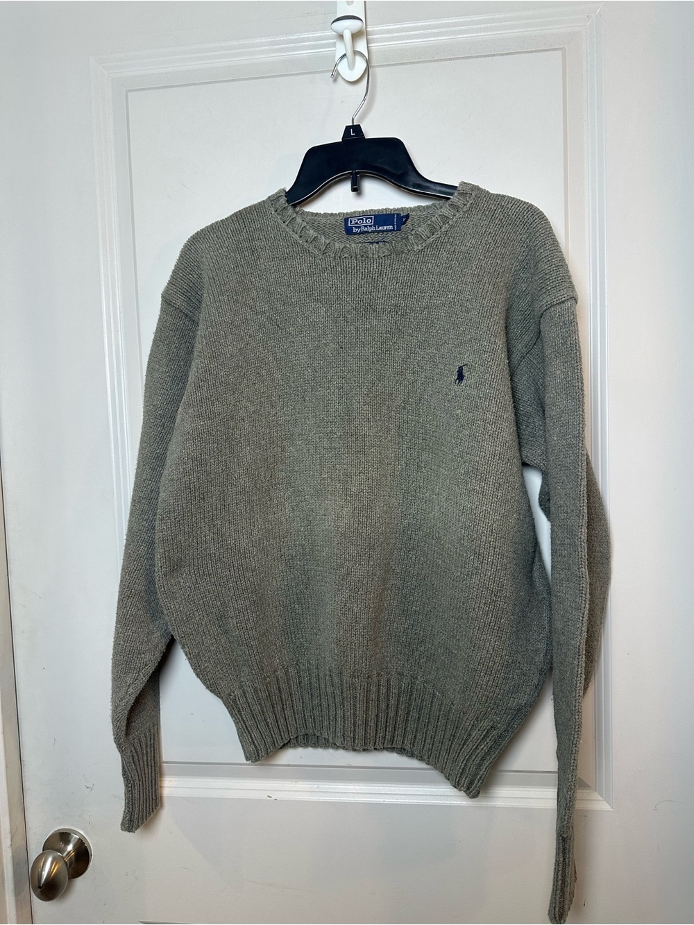 VINTAGE 90’s Polo Ralph Lauren Cotton Green Blue Pony Sweater, Medium